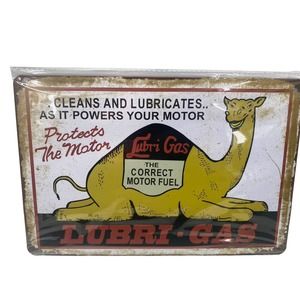 LUBI-GAS CAMEL The Correct Motor Fuel Metal Tin Sign Garage Shed Workshop New